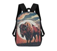 sinyumoney American Bison Illustration with Sunset Backdrop Mochila Escolar Impresa En 3D Mochilas Informales Para Niños Mochila Escolar Impresa En 3D Para Niños De Primaria Y Secundaria 17inch