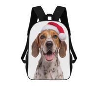 sinyumoney American English Coonhound Dog with Santa Hat Mochila Escolar Para Niños, Mochila Escolar De Gran Capacidad Para Niños, Mochila Escolar 3D, Regalos Para Niños 17inch