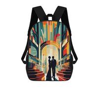 sinyumoney American Flag Dog Retrait Mochila Escolar Impermeable Mochila de Negocios para Campus Exterior Viajes Deportes, Cityscape Romance, 17"