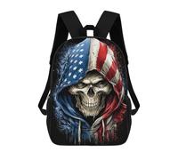 sinyumoney American Flag Grim Reaper Hoodie Mochila Escolar Resistente Al Agua, Mochila Escolar De Negocios Para Hombres/mujeres 17inch