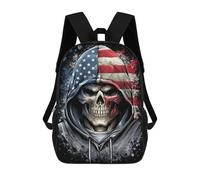 sinyumoney American Flag Hoodie Skull Art Mochilas Infantiles Impresas En 3D De 17 Pulgadas. Mochila Escolar Informal Impresa En 3D Para Niños De Primaria Y Secundaria.