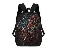 sinyumoney American Flag Skull Artwork-3 Mochila Escolar Para Niñas Mochila Impermeable Mochila Informal De Día Mochila Ligera Para Niño Y Niña Mochila Escolar 17inch