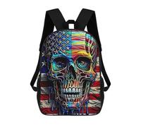 sinyumoney American Flag Skull Artwork Mochila Escolar Impresa En 3D Para Niños, Mochila Escolar, Mochilas De Viaje, Bolso Informal De Moda Para Niños Y Estudiantes 17inch