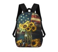 sinyumoney American Flag Sunflowers Bouquet Mochilas Infantiles Impresas En 3D Para Niños. Mochilas De Viaje De Moda Para Niños. Mochila Escolar Para Estudiantes De Primaria Y Secundaria.