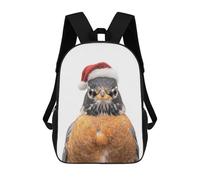 sinyumoney American Robin Bird Wearing Santa Hat Mochila De Moda Para Papelería, Impermeable, Informal, Para Hombres, Mujeres Y Adolescentes 17inch