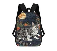 sinyumoney American Shorthair Cat with Night Garden Mochila, Mochila Infantil, Mochila Escolar Para Estudiantes, Mochila Para Libros, Mochila Escolar Impresa En 3D Para Niños Y Niñas 17inch
