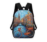 sinyumoney Amsterdam Canal Bicycle Scene Mochila Escolar Ligera Mochila Escolar De Día Mochila Para Libros Para La Universidad Para Acampar Aventuras Al Aire Libre Y Viajes Diarios 17inch