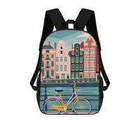 sinyumoney Amsterdam Canal Bike Mochilas Para Niños, Mochilas Escolares Personalizadas En 3D Para Niños Y Niñas, Mochilas Escolares Grandes, Mochilas Informales Para El Día A Día 17inch