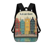 sinyumoney Amsterdam City Guide Mochilas Impresas En 3D Para Niños 17inch Mochilas De Moda Informales Para El Día A Día, Bolsas De Viaje, Mochilas Informales Para Exteriores Para Niños Y Niñas