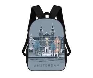 sinyumoney Amsterdam Cityscape Mochila Escolar Resistente Al Agua, Mochila De Viaje, Bolsa Para Computadora Para La Escuela/trabajo/viajes 17inch