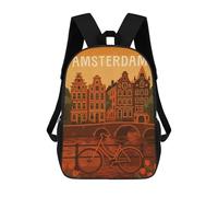 sinyumoney Amsterdam Travel Poster - Canals, Bikes & Tulips Mochila Mochila Informal Para El Día A Día, Para La Escuela, El Trabajo Y Los Viajes Para Hombres, Mujeres Y Adolescentes 17inch