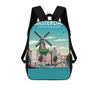 sinyumoney Amsterdam Windmill Travel Mochila, Mochila Infantil, Mochila Escolar Para Estudiantes, Mochila Para Libros, Mochila Escolar Impresa En 3D Para Niños Y Niñas 17inch