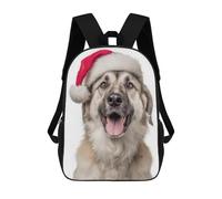 sinyumoney Anatolian Shepherd Dog with Santa Hat Mochilas Impresas En 3D Para Niños, Mochila Escolar, Mochila De Moda Para Niños De Primaria Y Secundaria 17inch