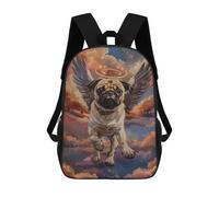 sinyumoney Angel Pug in Heaven Painting Mochila Escolar Infantil De 17 Pulgadas Con Estampado 3D De Películas De Anime Para Niños, Mochila De Viaje, Mochila Escolar Infantil