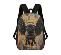 sinyumoney Angel Pug with Black Wings Mochila De Negocios Para Portátil, Mochila Unisex Informal Para Niñas, Niños Y Adolescentes 17inch