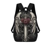 sinyumoney Angel Wings Gothic Cross Roses Mochila Escolar, Mochila De Viaje Para La Universidad, Mochilas Para Acampar, Aventuras Al Aire Libre Y Viajes Diarios 17inch