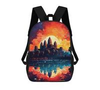 sinyumoney Angkor Wat Sunset Reflections -1 Mochila Escolar De 17 Pulgadas Para Adolescentes, Con Estampado 3D, Ajustable Y Con Bolsillos, Ideal Para Niños, Niñas Y Estudiantes.