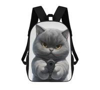 sinyumoney Angry Cat with Gun Mochilas Infantiles Impresas En 3D, Mochilas De Moda Informales, Mochilas De Viaje Bonitas, Mochilas Informales Para Exteriores Para Niños Y Niñas 17inch