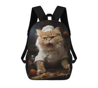 sinyumoney Angry Chef Cat Cooking Mochila Escolar Impresa En 3D 17inch Mochila Escolar Infantil Mochilas De Viaje Mochila Informal De Moda Para Niños Y Estudiantes