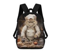 sinyumoney Angry Cook Cat Mochila Escolar Resistente Al Agua, Mochila De Viaje, Bolsa Para Computadora Para Niñas, Niños Y Adolescentes 17inch