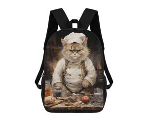 sinyumoney Angry Cook Cat Mochila Escolar Resistente Al Agua, Mochila De Viaje, Bolsa Para Computadora Para Niñas, Niños Y Adolescentes 17inch