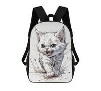 sinyumoney Angry White Kitten Mochila Escolar, Mochila De Viaje Resistente Al Agua, Mochila Para Computadora Para Niñas, Niños Y Adolescentes 17inch