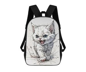 sinyumoney Angry White Kitten Mochila Escolar, Mochila De Viaje Resistente Al Agua, Mochila Para Computadora Para Niñas, Niños Y Adolescentes 17inch