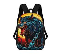 sinyumoney Angry Wolf with Chains Illustration Mochila Escolar Mochilas Escolares Para Niñas Y Niños Mochila Con Bolsillo Mochila Escolar De Moda Para Niños 17inch