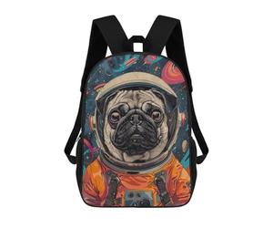 sinyumoney Animal Pug Astronaut Space Mochila Ligera Informal Para El Día A Día, Mochila Escolar Para El Campus, Actividades Al Aire Libre, Viajes Y Deportes 17inch