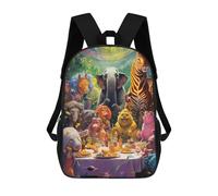 sinyumoney Animals at A Colorful Feast Mochila Escolar De Moda Para Estudiantes, Adecuada Para Niños Y Niñas, Mochila Informal Para Viajes Al Aire Libre, Esencial Para El Día A Día 17inch