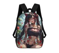 sinyumoney Anime Cat Girl with Tattoos Mochila Escolar Grande Resistente Al Agua Para Portátil Para La Escuela/trabajo/viajes 17inch