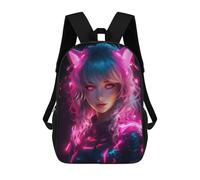 sinyumoney Anime Cat Girls Neon Pink Mochilas Para Niños Mochila Escolar Mochila Escolar Impresa En 3D Para Niños Estudiantes De Primaria Y Secundaria 17inch