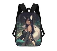 sinyumoney Anime Fox Girl Forest Artwork Mochila Escolar Infantil De 17 Pulgadas Con Estampado 3D, Mochila Moderna Para Niños, Mochilas De Viaje, Bolsas Para Libros, Mochila Escolar Infantil