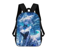 sinyumoney Anime Fox Girl in Winter Forest Mochila Escolar De 17 Pulgadas Para Adolescentes, Con Estampado 3D, Ajustable Y Con Bolsillos, Ideal Para Niños, Niñas Y Estudiantes.