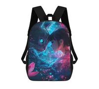 sinyumoney Anime Girl And Cat Lotus Cherry Blossoms Mochila Escolar Para Niñas Y Niños, Mochilas De Gran Capacidad, Mochilas Ligeras Para Niños Y Estudiantes 17inch