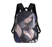sinyumoney Anime Girl in Black Lace Mochila Escolar Para La Escuela Secundaria, Preparatoria, Universidad Y Viajes Para Niños/niñas/adolescentes 17inch