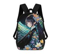 sinyumoney Anime Girl in Kimono Mochila Infantil Para Niñas, Mochila Escolar 3D, Mochila Para Niños Pequeños, Mochila Informal De Día, Mochila Escolar De Moda 17inch
