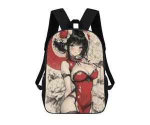 sinyumoney Anime Girl in Red Cheongsam Dress Mochila Escolar De Moda Para Estudiantes, Adecuada Para Niños Y Niñas, Mochila Informal Para Viajes Al Aire Libre, Esencial Para El Día A Día 17inch