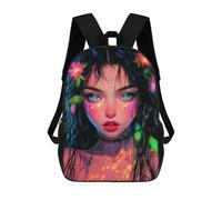 sinyumoney Anime Girl with Flowers Mochila Escolar Para Secundaria Y Preparatoria. Mochila Informal Para Adolescentes, Chicas, Chicos, Mujeres Y Hombres. 17inch