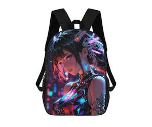 sinyumoney Anime Girl with Neon Accents Mochila Escolar Para El Trabajo, Negocios, Universidad Y Escuela Para Hombres, Mujeres Y Adolescentes 17inch