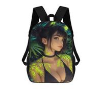 sinyumoney Anime Girl with Neon Tattoos Mochila Escolar De Moda, Mochila Para Material Escolar, Mochila Impermeable Informal Para Hombres/mujeres 17inch