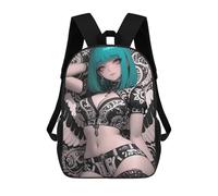 sinyumoney Anime Girl with Teal Hair Gaming Mochila Escolar De 17 Pulgadas Impresa En 3D Mochilas Infantiles Mochila Genial Impresa En 3D Para Niños De Primaria Y Secundaria