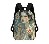 sinyumoney Anime Manga Style Woman in Kimono Mochila Infantil Para Niñas, Mochila Escolar 3D, Mochila Para Niños Pequeños, Mochila Informal De Día, Mochila Escolar De Moda 17inch
