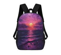 sinyumoney Anime Men in Purple Moon Bolsos De Escuela Ligera, Bolsa De Libros, Bolsa De La Universidad Para Adolescentes, Niños, Mujeres Y Hombres, Púrpura Sunset Seascape, 17"