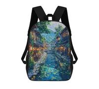 sinyumoney Anime River Fish Village Mochilas Impresas En 3D Para Niños, Mochila Escolar, Mochila De Moda Para Niños De Primaria Y Secundaria 17inch