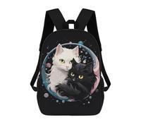 sinyumoney Anime White And Black Cat Mochila Escolar Para Niños, Mochila Escolar Impresa En 3D Para Estudiantes De Primaria Y Secundaria 17inch