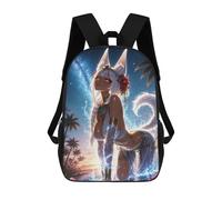 sinyumoney Anthro Fox Girl on Tropical Beach Mochilas Escolares, De Viaje Y Universitarias Para Hombres, Mujeres Y Adolescentes 17inch
