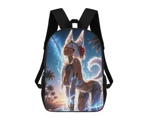 sinyumoney Anthro Fox Girl on Tropical Beach Mochilas Escolares, De Viaje Y Universitarias Para Hombres, Mujeres Y Adolescentes 17inch