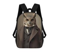 sinyumoney Anthropomorphic Owl Portrait in Formal Attire Mochila Escolar Para Niños, Mochila Escolar Impresa En 3D Para Estudiantes De Primaria Y Secundaria 17inch