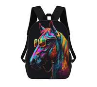 Sinyumoney Anthropomorphic Sea Otter Mochila escolar para niñas y niños, gran capacidad, ligera, para niños y estudiantes, Horse Sunglasses, 17"